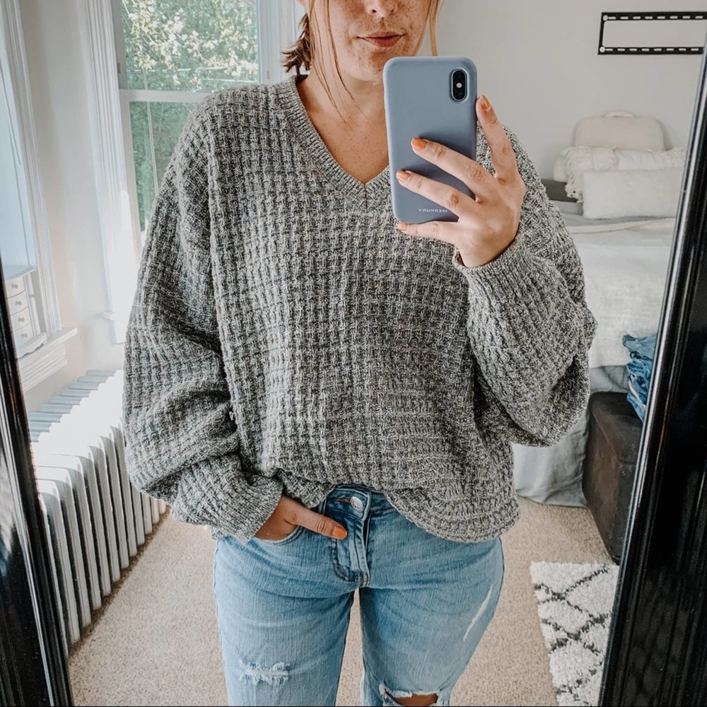 VINTAGE | Vintage Waffle Knit Chunky Sweater Sz L